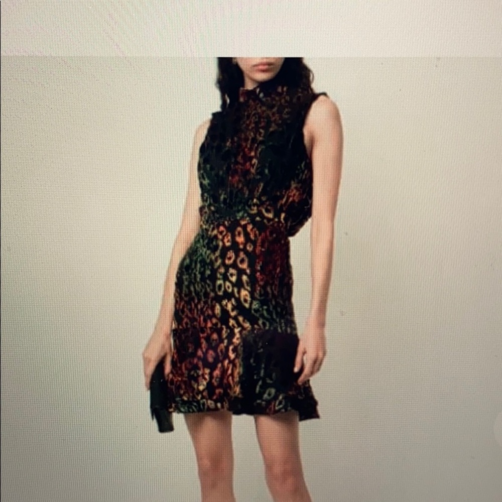SALONI sleeveless devoré leopard dress